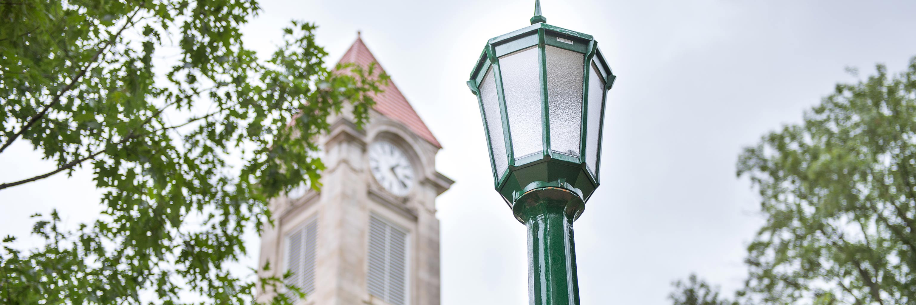 Lamp post and clock tower